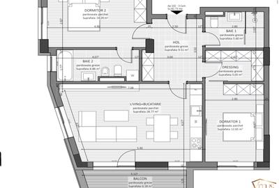 3 camere - 83 mp - Orientat Sub cu vedere spre Tampa - 3