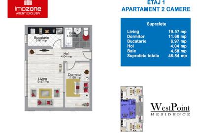 Apartament 2 Camere, 47 mp. centrala proprie, Militari - Pacii, Bloc Nou - 15