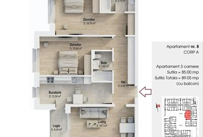 Apartament 3 camere 85mp utili decomandat 15 min Metrou 1 Dec 1918 - 2