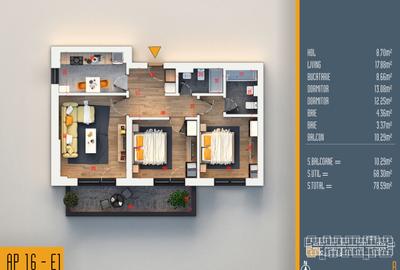 Neofort 84-Apartament decomandat 3 cam , incalzire in pardoseala,parcare inclusa - 12