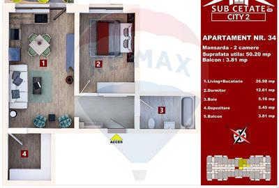 Apartament 2 camere la mansardă | Vila 3 | Subcetate City 2 - 7