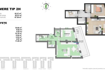 Apartament 2 Camere TIP H in Complex Doi Cocosi Residence - 2