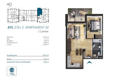 Apartament cu 2 camere, 60 mp, Ansamblu Rezidential, zona RIVUS - 2
