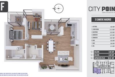 Apartament 3 camere de vanzare - City Point Aviatiei - 10