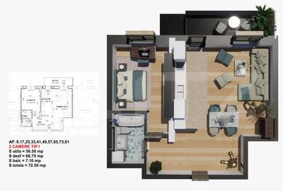 Apartament cu 2 camere decomandat în Valea Rosie