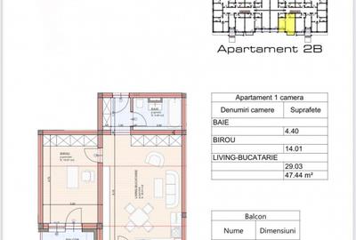 Apartament-2 camere-studio -47.44mp-utili-2 Balcoane-Parter-Subcetate City 2 - 7