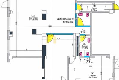 Spatiu comercial de închiriat | SU 170 mp | Piața Cipariu - 6