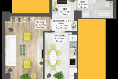 Apartament 1 camera, 40 mp, decomandat, de la doar 59.823 euro, RATE pe 3 ani - 3