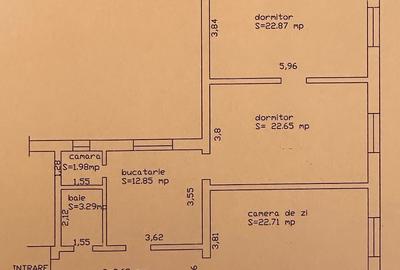 Apartament 3 camere - 95 mp - etaj 1 - zona Centrala - 9 Mai - 14