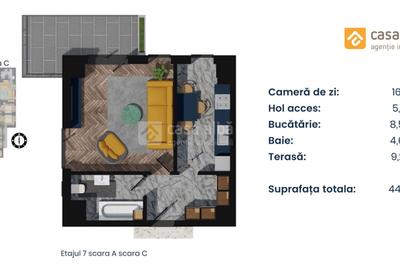 PROIECT NOU | apartament 1 camera LA CHEIE | Pacurari - Alpha Bank - 14
