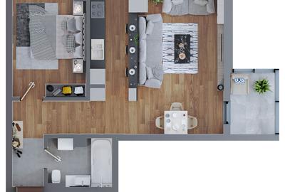 Apartament cu 2 camere în Dacia