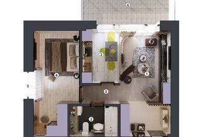 Studio Dublu Tip 2D | Metrou Nicolae Teclu | Balcon Generos | Comision 0% - 1