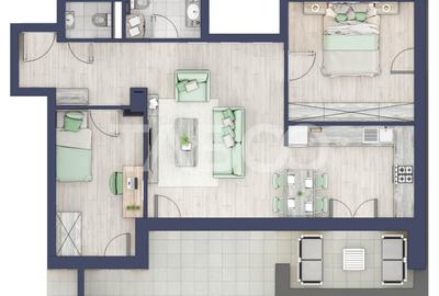 Apartament 66 mp utili 3 camere 2 bai etaj 3 in bloc cu lift Turnisor - 6