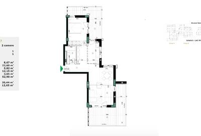 Apartament 2 camere 86 mp total | Terasă 20 mp cu vedere frontală lac Straulesti - 1