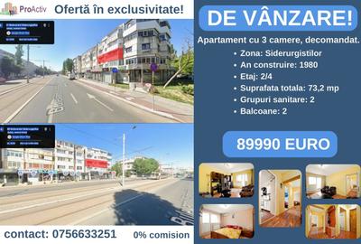 Apartament cu 3 camere, decomandat, Siderurgiștilor, etaj 2, suprafață 73,20 mp! - 1