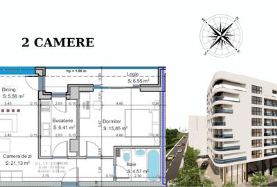 Apartament cu 2 camere decomandat, mobilat în Universitate