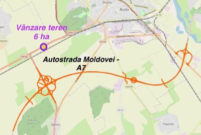 Teren de vânzare - Buzău - 6 Ha - intravilan - acces  A7 și E85 - 1