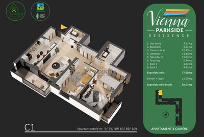 Apartament 3 camere de vanzare, Bloc nou, Bulevardul Metalurgiei, S4 - 8