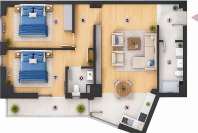 Apartament de vanzare, 3 cam, 2bai, bloc C1, Zona Tatarasi-Venetia - 3