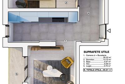 Apartament 2 camere, in ansamblul The Icon Residence, - 6