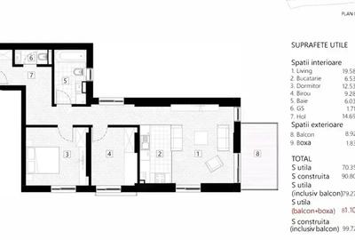 Apartament 3 camere, balcon, boxa, metrou Stefan cel Mare, bloc nou - 9