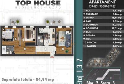 Apartament 3 camere + 2 balcoane - Comision 0 - Bd. Metalurgiei - 7