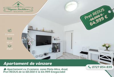 Apartament cu 3 camere semidecomandat, mobilat în Central