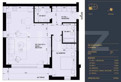 Apartament cu 2 camere, 2 bai, Smart Home, 64.5 mp - Complex Rezidential Nou - 2