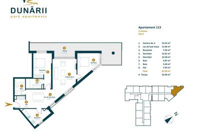 Apartament cu CF 3 camere recompartimentate in 4 camere langa viitorul Parc Est - 1