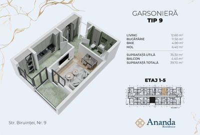 Garsonieră decomandată în Central