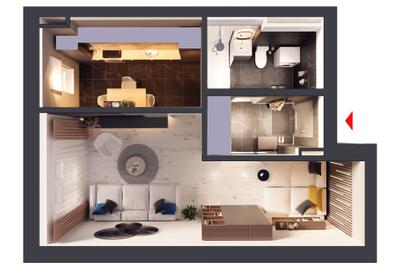 Garsoniera 1D parter | HILS Titanium | Ansamblu rezidential nou - 3