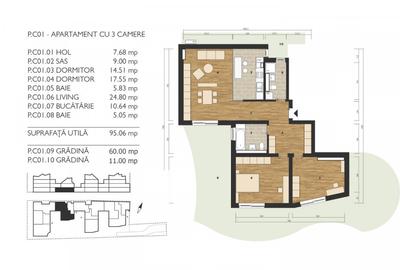 Apartament cu 3 camere | cu grădină proprie - 11