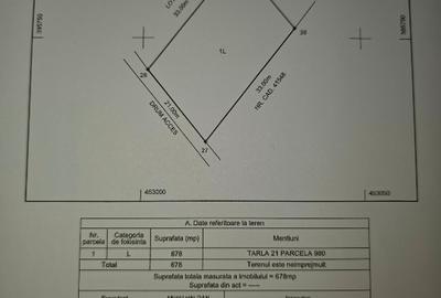 Teren Construcții intravilan de 678 mp, în Budești