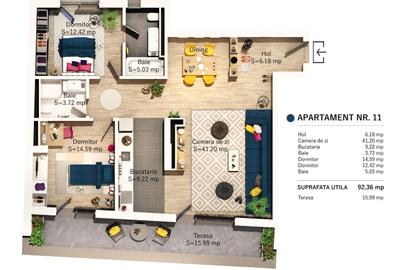 Apartament 3 camere, confort sporit, intr-un imobil rezidental SMART - 3