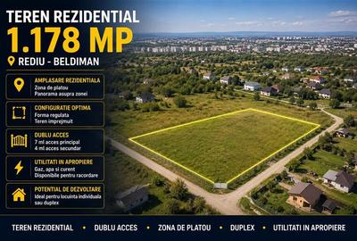 Teren ,1178 mp, Rediu Platou Beldiman, ideal casa sau duplex - 1