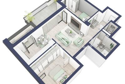 Apartament cu 3 camere semidecomandat în Turnișor