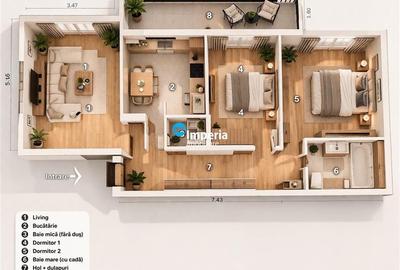 Apartament cu 3 camere decomandat în Aeroport