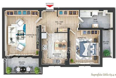 Comision 0! Apartament cu 2 camere 2 balcoane zona Rahovei in Sibiu - 5
