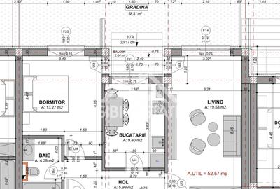 Apartament decomandat cu 2 camere-s.utila 52.57 mp, si gradina - 2