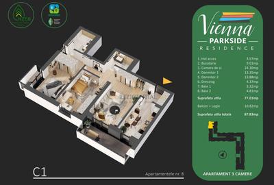 Apartament 3 camere de vanzare, langa parcul Tudor Arghezi, Sector 4 - 8
