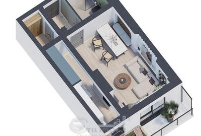 Apartament 1 cameră, 43.61 mp – finisaje premium | Comision 0% - 1