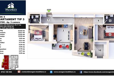 Apartament cu 3 camere decomandat în Mehala