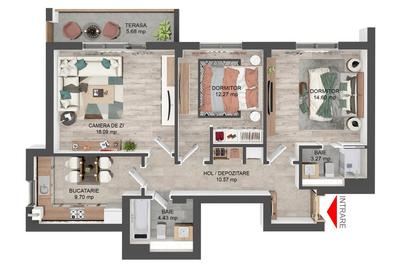 Apartament cu 3 camere decomandat în 13 Decembrie