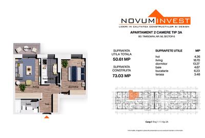 NOU - FAZA 4 - NOVUM 56 - Apartament 2 Camere Decomandat - 7