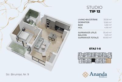 Apartament cu 2 camere decomandat în Central