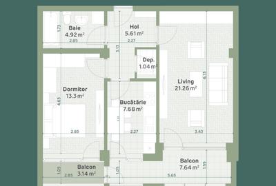 Apartament cu 2 camere decomandat în Frumoasa