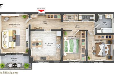Apartament cu 3 camere - 84 mp utili - Ciresica - 11