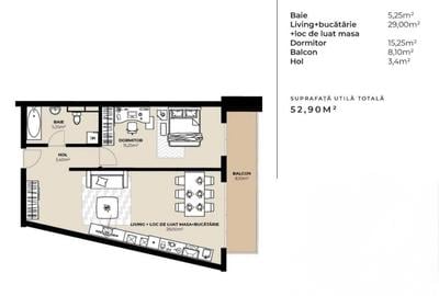 Apartament cu 2 camere semidecomandat în Bulgaria