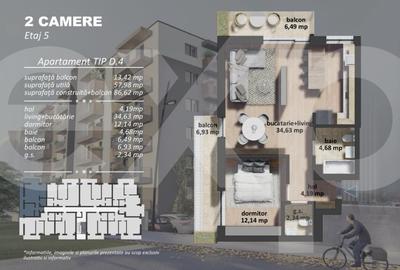 Apartament cu 2 camere decomandat în Berceni