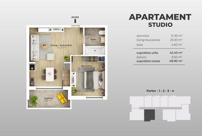 Apartament cu 2 camere nedecomandat în Berceni